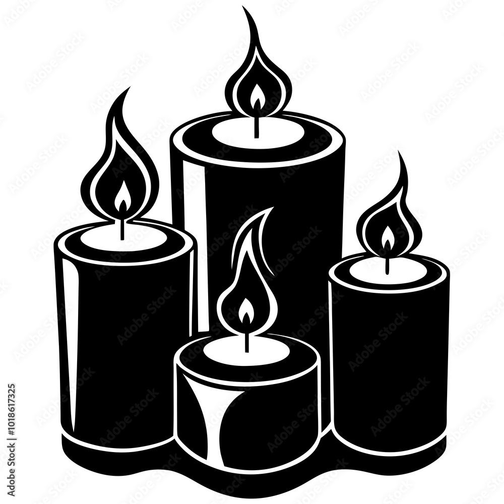 set of burning candles set of burning candles