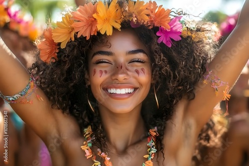 People from different countries at a festival photo