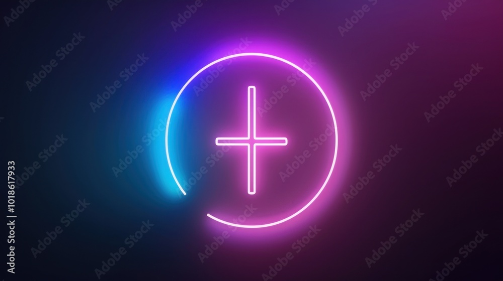 Fototapeta premium Neon Cross Symbol in Circle