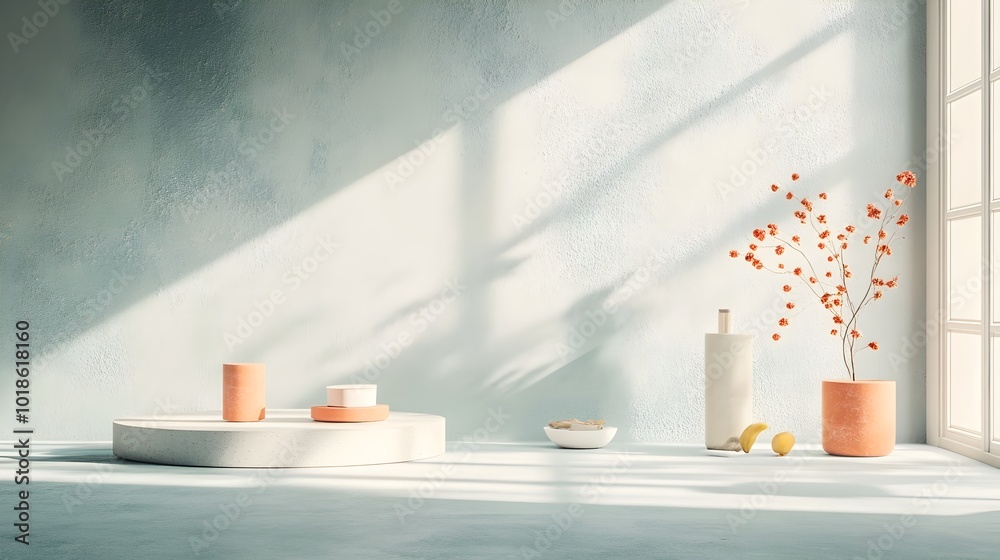 custom made wallpaper toronto digitalVibrant and Chromatic 3D Studio Locale with Sunlight Filled Product Display Podium  Minimalist and Sleek Setting for Professional Showcase or Promotion