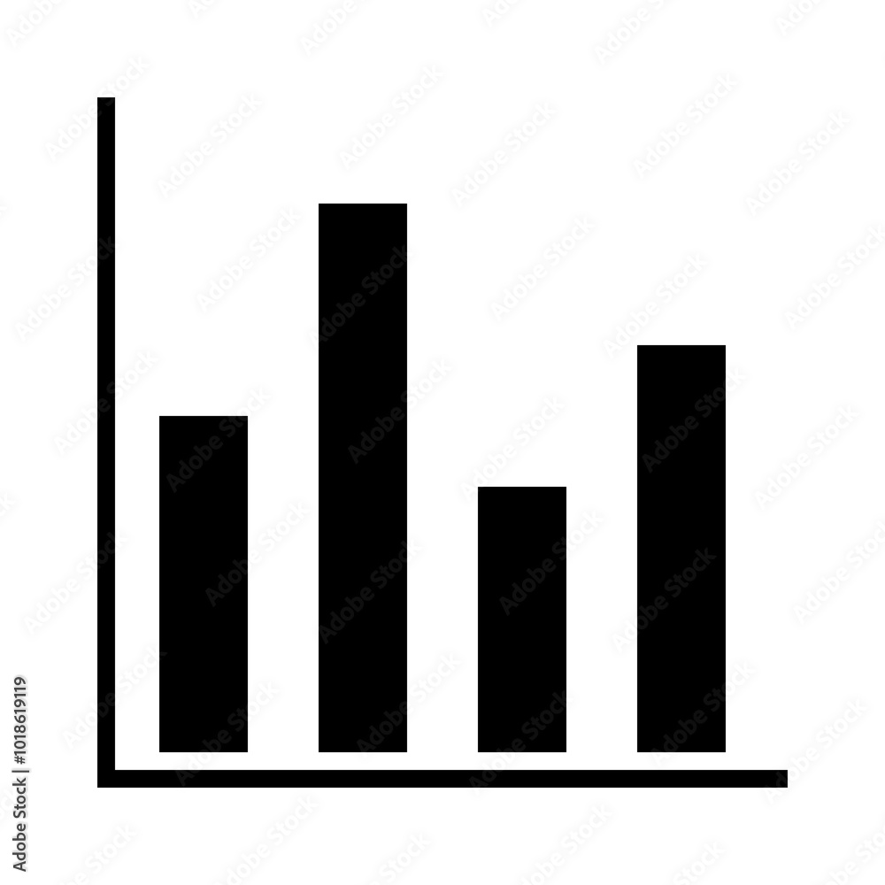 Minimalist bar graph icon representing data, business performance, or financial analysis. Minimalist bar graph icon representing data, business performance, or financial analysis.