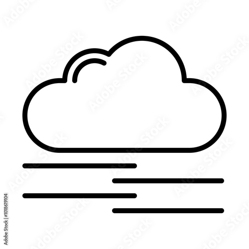 Minimalist icon of a cloud with fog, representing weather conditions like fog or mist.