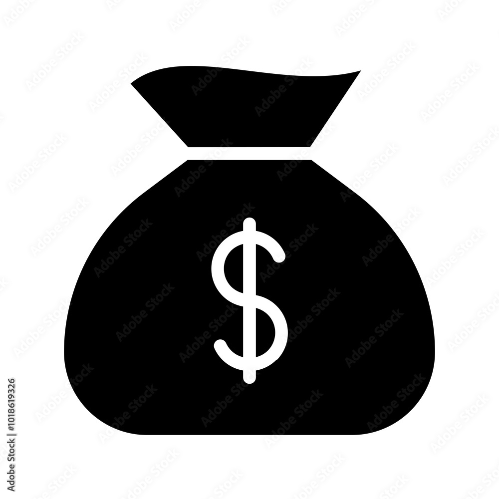 Minimalist vector of a money bag, representing wealth, savings, and financial security.