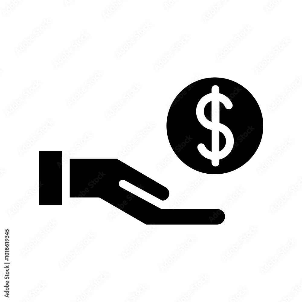 Minimalist vector of a hand holding a coin, symbolizing financial investments and savings. Minimalist vector of a hand holding a coin, symbolizing financial investments and savings.