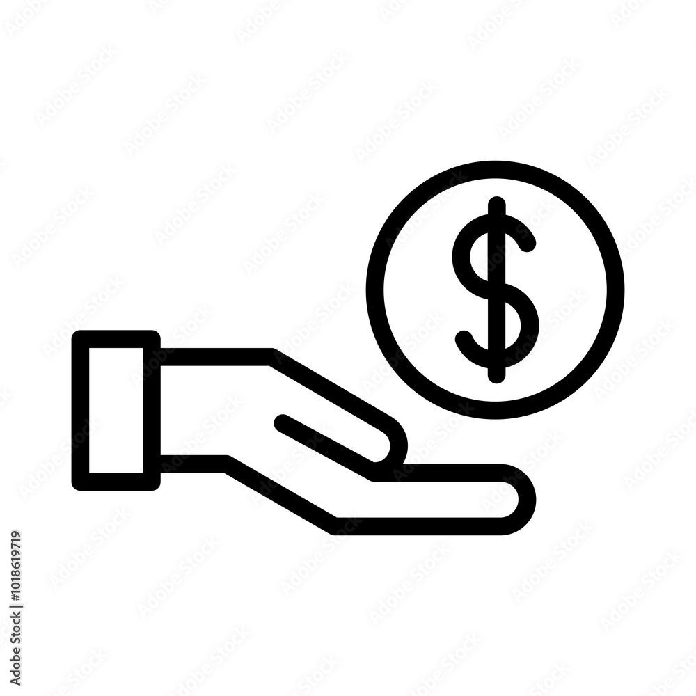 Minimalist vector of a hand holding a coin, symbolizing financial investments and savings. Minimalist vector of a hand holding a coin, symbolizing financial investments and savings.