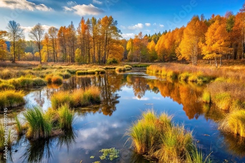 Autumnal forest silhouette in Eastern Europe