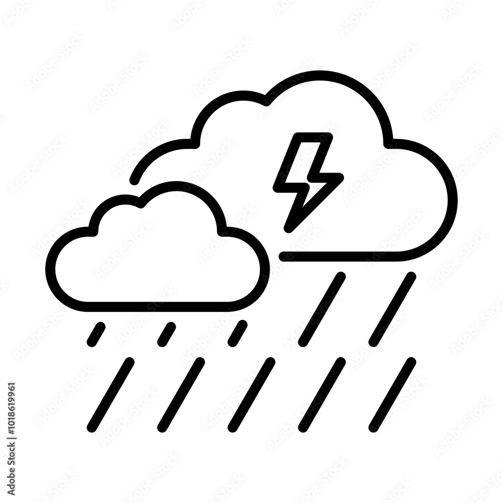 Vector icon of a cloud with lightning, representing stormy weather conditions and forecasts. Vector icon of a cloud with lightning, representing stormy weather conditions and forecasts.