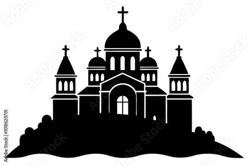 Serbian Monastery Silhouette of Historic Eastern Orthodox Architecture