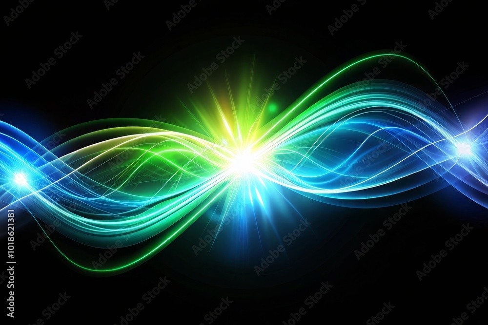 Abstract glowing light effect, curved lines in blue and green colors isolated Abstract glowing light effect, curved lines in blue and green colors isolated