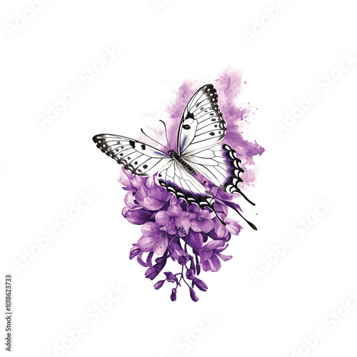 Wallpaper Mural butterfly on white background Torontodigital.ca