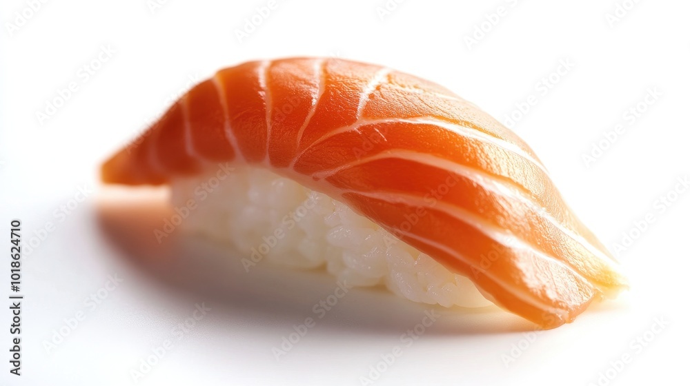 Fresh Salmon Nigiri Sushi on White Background Fresh Salmon Nigiri Sushi on White Background