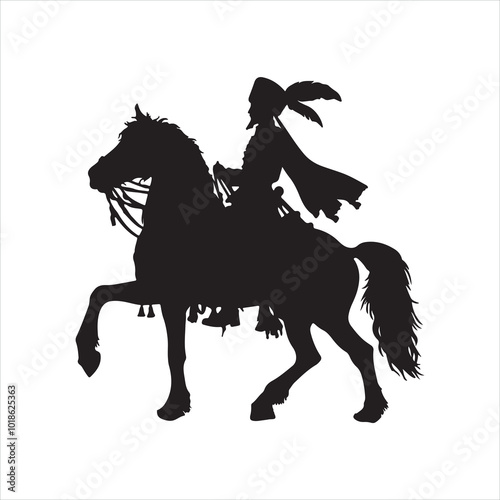 Cossack Horseman Silhouette Traditional Cossack Warrior silhouette on white background
