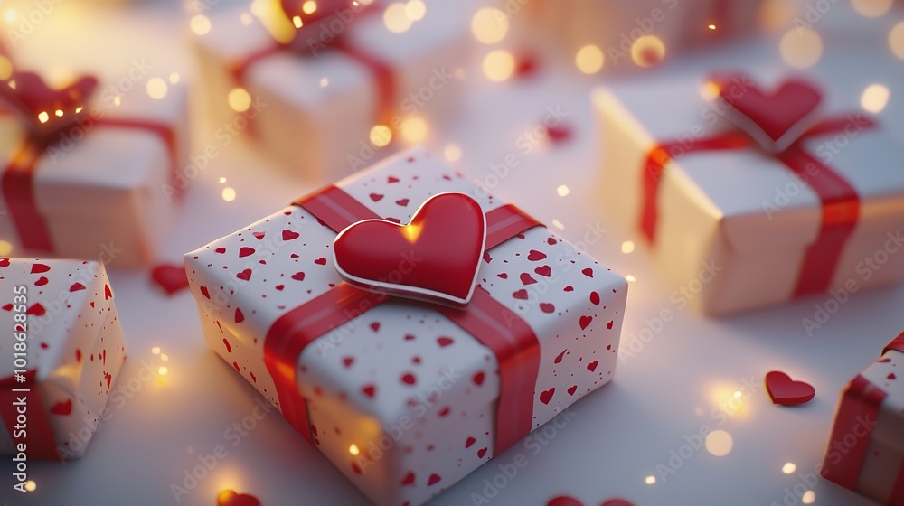 A valentines day website landing page with a gift box and hearts A valentines day website landing page with a gift box and hearts