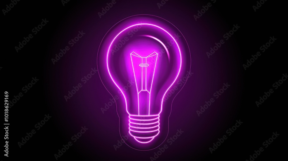 Fototapeta premium Purple Neon Light Bulb