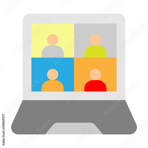 Video Conference Vector Flat Icon Design