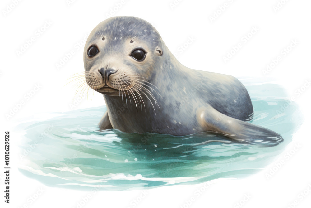 Obraz premium PNG Swimming seal drawing cartoon animal.