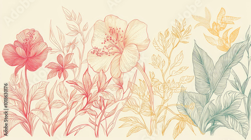 Plants and flowers doodles 