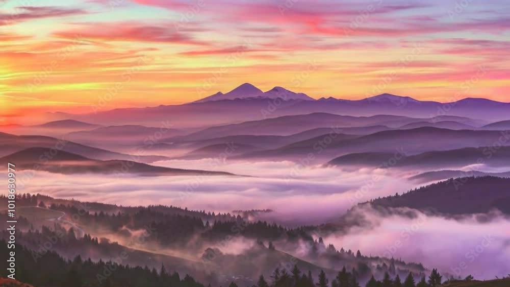 motion video of time-lapse of clouds moving over a breathtaking mountain range during sunrise
