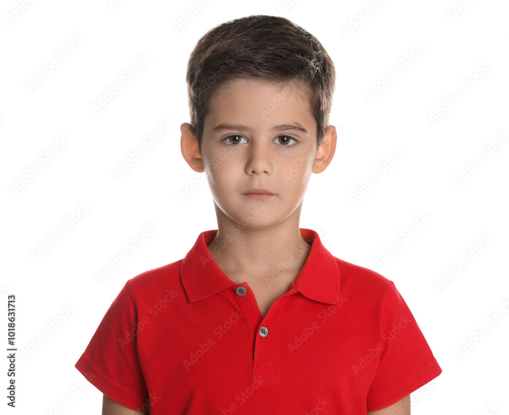 Portrait of cute little boy on white background Portrait of cute little boy on white background
