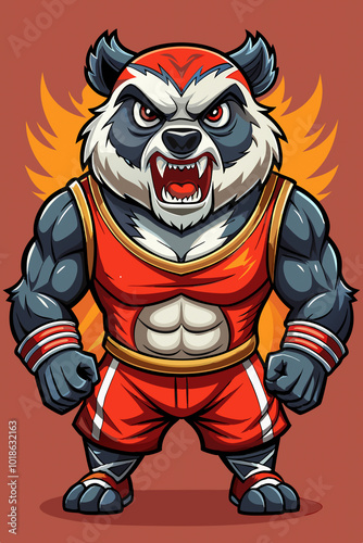 Muscular Panda Sports Logo - Perfect for Team Branding, Posters, and Gaming Merchandise