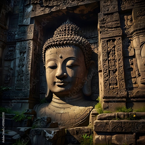 Temple Landmarks of Southeast Asia with Cinematic Lighting photo