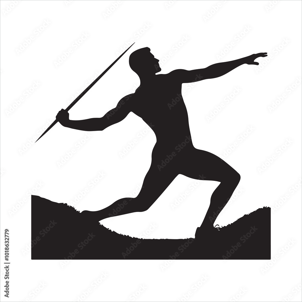 Fototapeta premium Javelin Thrower Sport silhouette on white background 