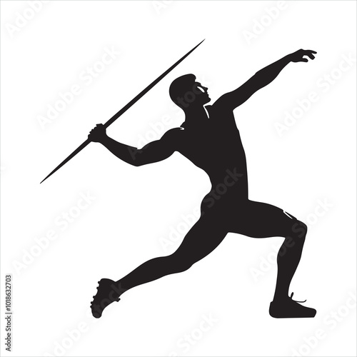 Javelin Thrower Sport silhouette on white background
