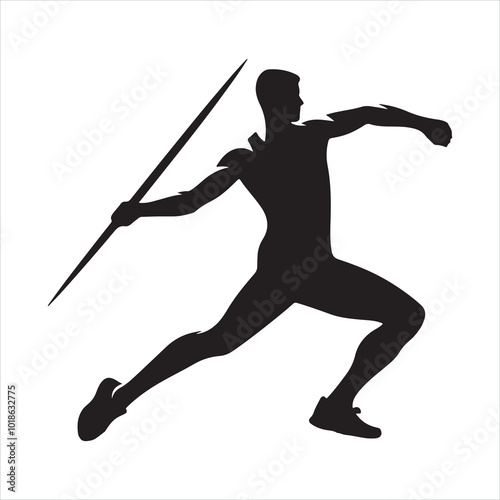 Javelin Thrower Sport silhouette on white background
