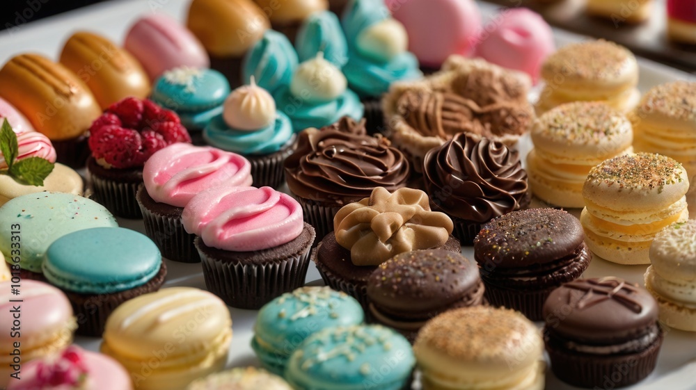 a collection of colorful mini cupcakes with many flavors a collection of colorful mini cupcakes with many flavors