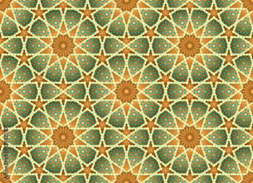 Seamless geometric ornament based on traditional islamic art.Two-level composition.For fabric,textile,cover,wrapping paper,background