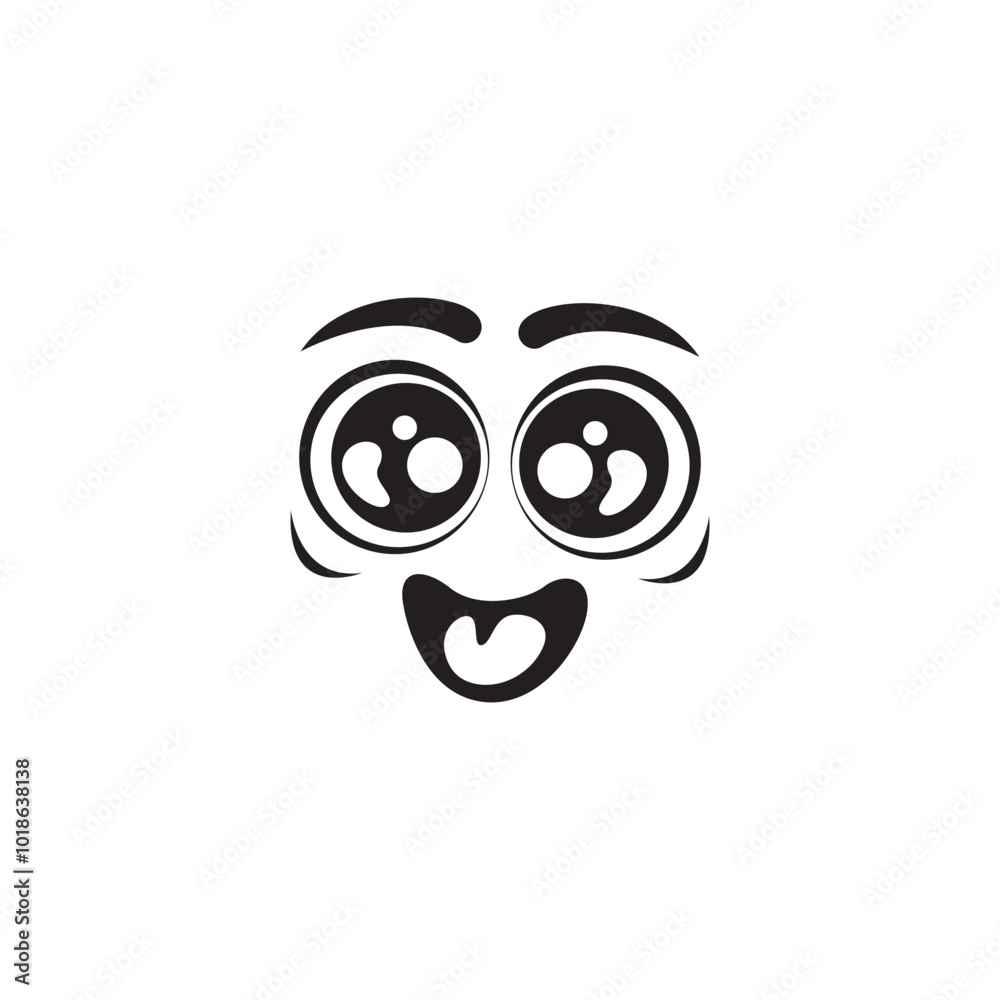 Happy Cartoon Eye In Vector .Black And White Surprised Eyes Expression Happy Cartoon Eye In Vector .Black And White Surprised Eyes Expression