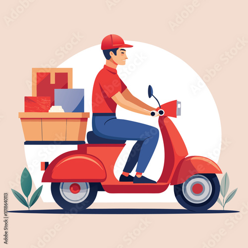 Fast online delivery service by motor scooter