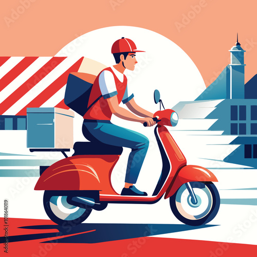 Fast online delivery service by motor scooter