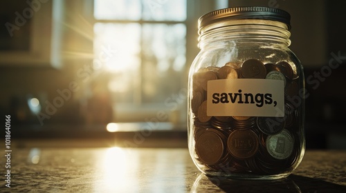 Elegant Jar Filled With Coins for Savings Display