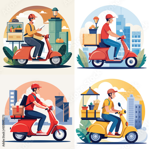 Fast online delivery service by motor scooter