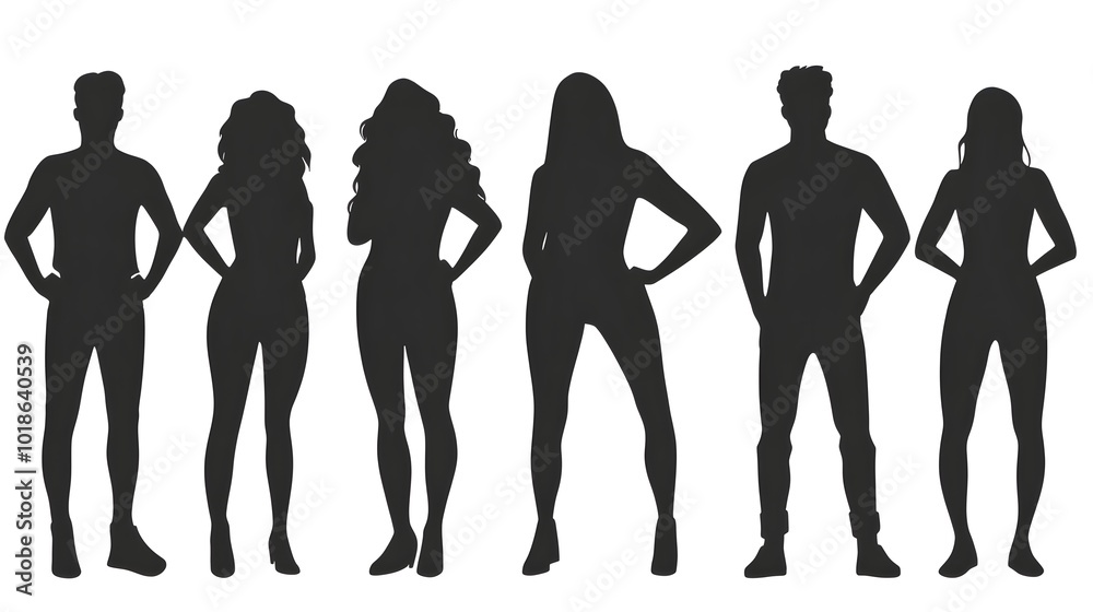 Diverse Silhouette Figures in Minimal Monochrome Poses Diverse Silhouette Figures in Minimal Monochrome Poses