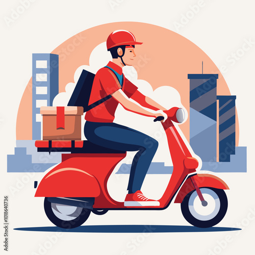 Fast online delivery service by motor scooter