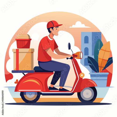 Fast online delivery service by motor scooter