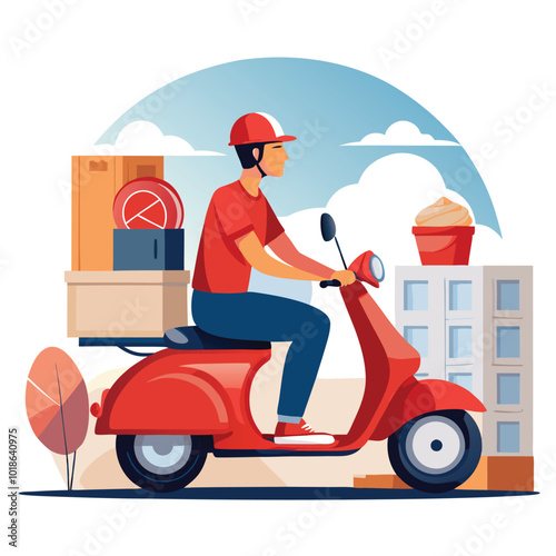 Fast online delivery service by motor scooter