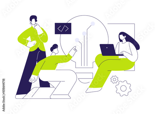 Brainstorming with a team abstract concept vector illustration.