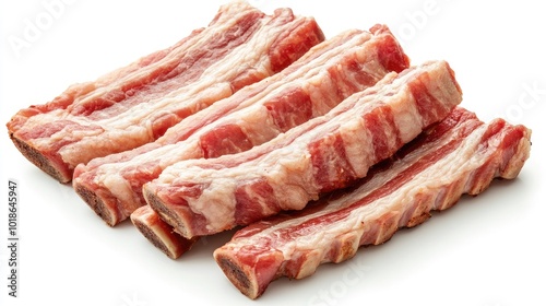 Fresh Raw Meat Cuts on White Background