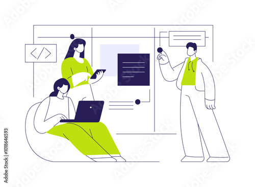 Scrum meeting abstract concept vector illustration.