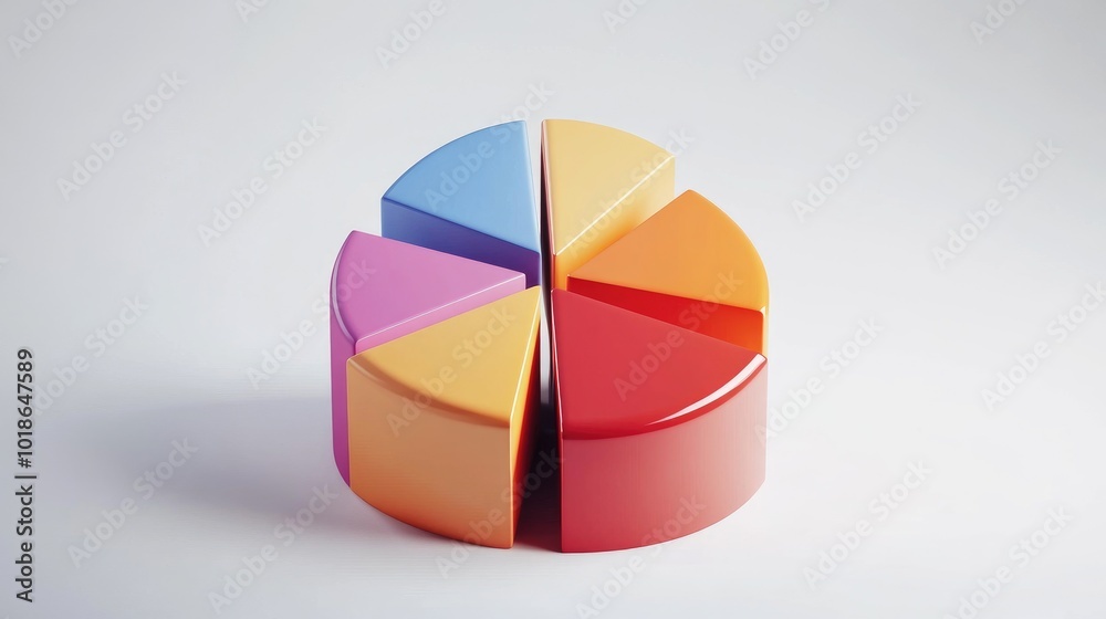 Obraz premium Colorful Pie Chart Segments on a Simple Background