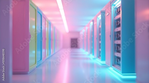 Wallpaper Mural General, Technology, Servers, Data Center, Computing, Network, Storage, Cloud, Modern, Futuristic, Minimalist, Design, Colorful, Pastel, Spectrum, Rainbow, Pink, Blue, White, Light, Innovation Torontodigital.ca