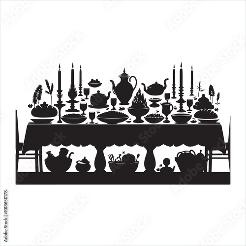 Supra Table Silhouette of a Traditional Feast