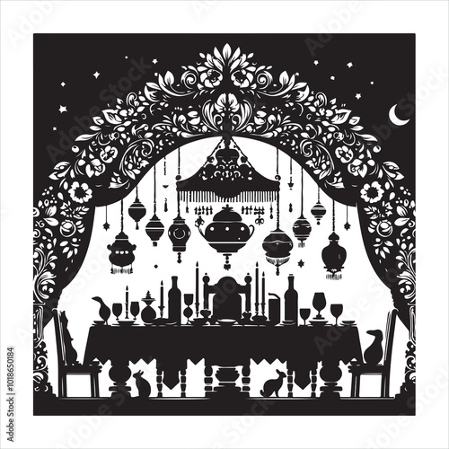 Supra Table Silhouette of a Traditional Feast