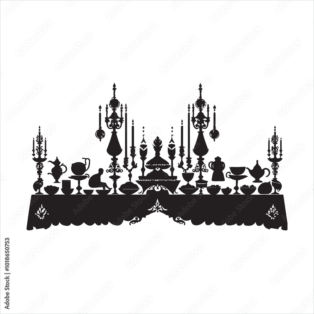 Obraz premium Supra Table Silhouette of a Traditional Feast