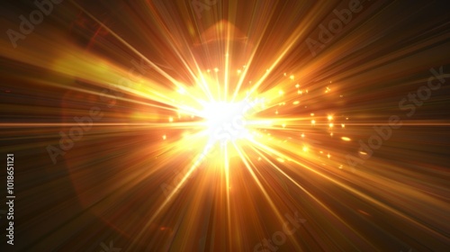 A bright yellow light is shining through a dark background