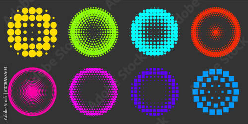 A set of colorful circles halftones