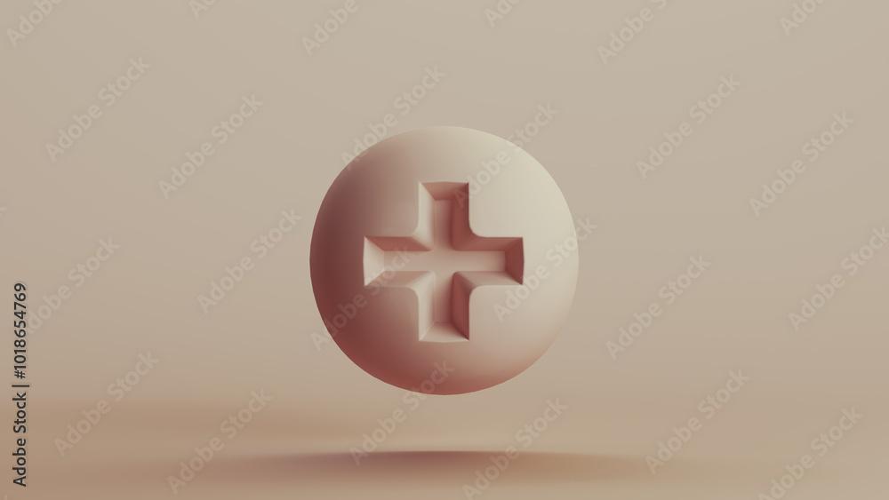 Obraz premium Beige bionic hardware screw cap shape component technology design element neutral monochrome soft tones skin tones background 3d illustration render